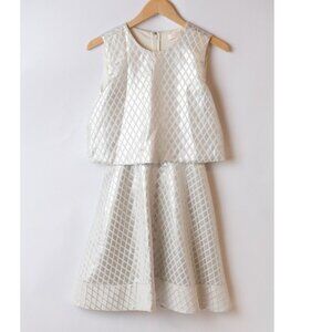 ERIN Erin Fetherston Sz 4 Cream Metallic Dress Sleeveless High Neck Wedding